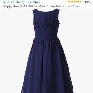 Happy Rose 7-16 Chiffon Girls Junior Bridesmaid Dress Navy Blue 14